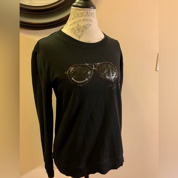 KARL LAGERFELD PARIS SWEATSHIRT. CLASSIC CREW NECK. CUTE SUNGLASS MOTIF ON FRONT - Picture 2 of 7